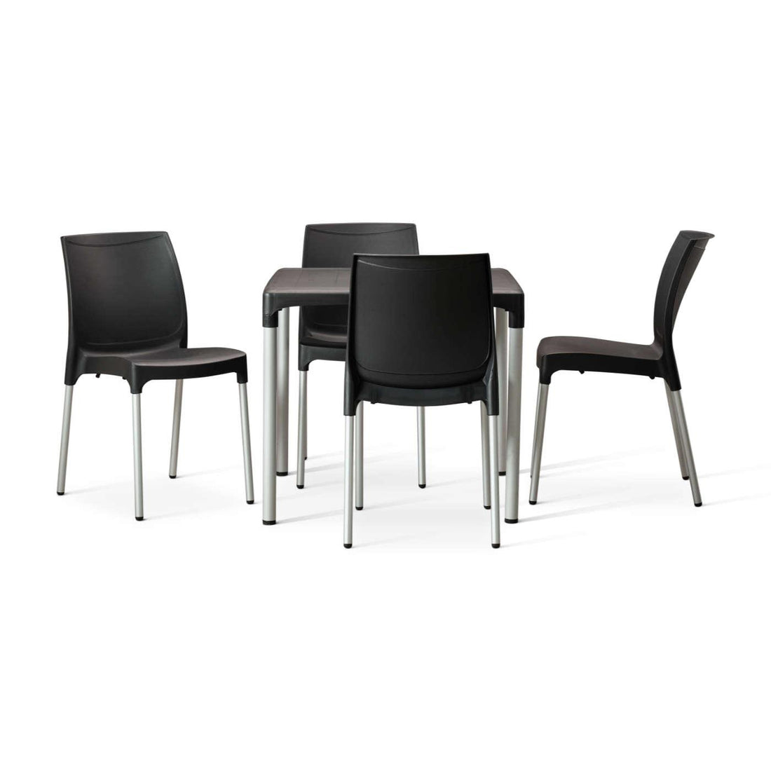 Alina Table Set - 4 Black chairs