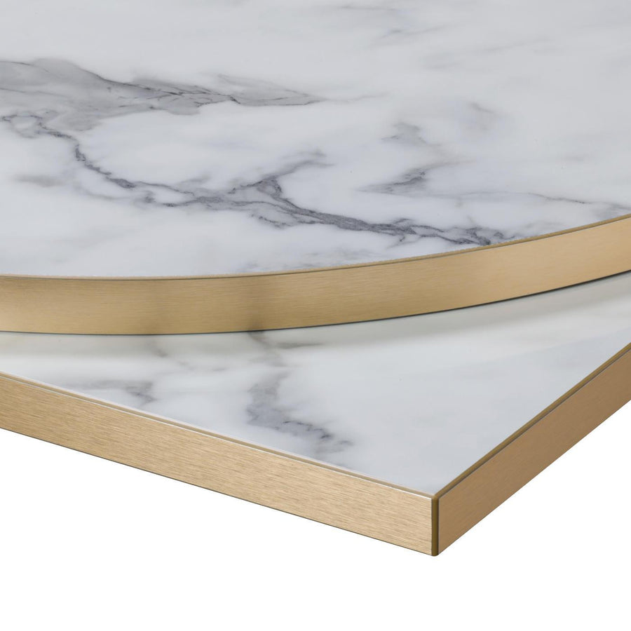 Calacatta Marble Tuff Top Table Top with Gold Edge