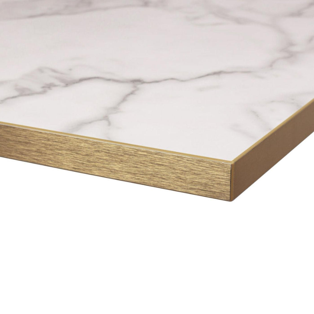 Calacatta Marble Tuff Top Premium High Gloss Tabletop with Metallic gold edging