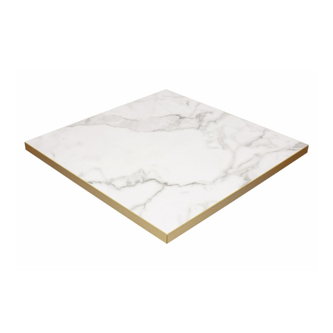 Calacatta Marble Tuff Top Premium High Gloss Tabletop with Metallic gold edging