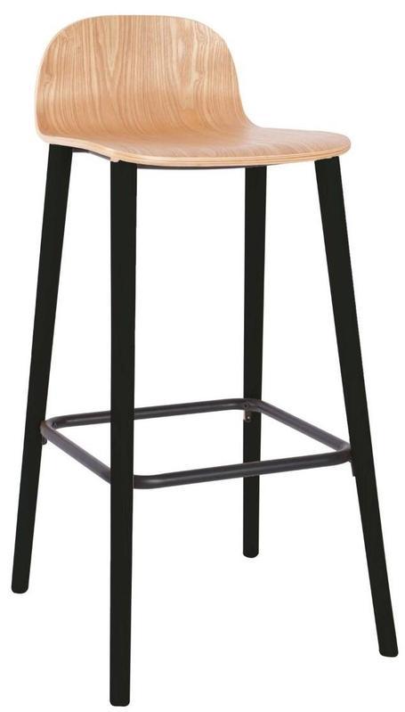 Ellie High Stool - Clear Lacquer / Black Wood Legs