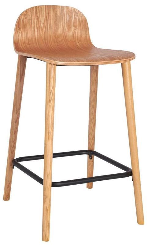 Ellie Mid Height Stool - Clear Lacquer / Lacquered Wood Legs