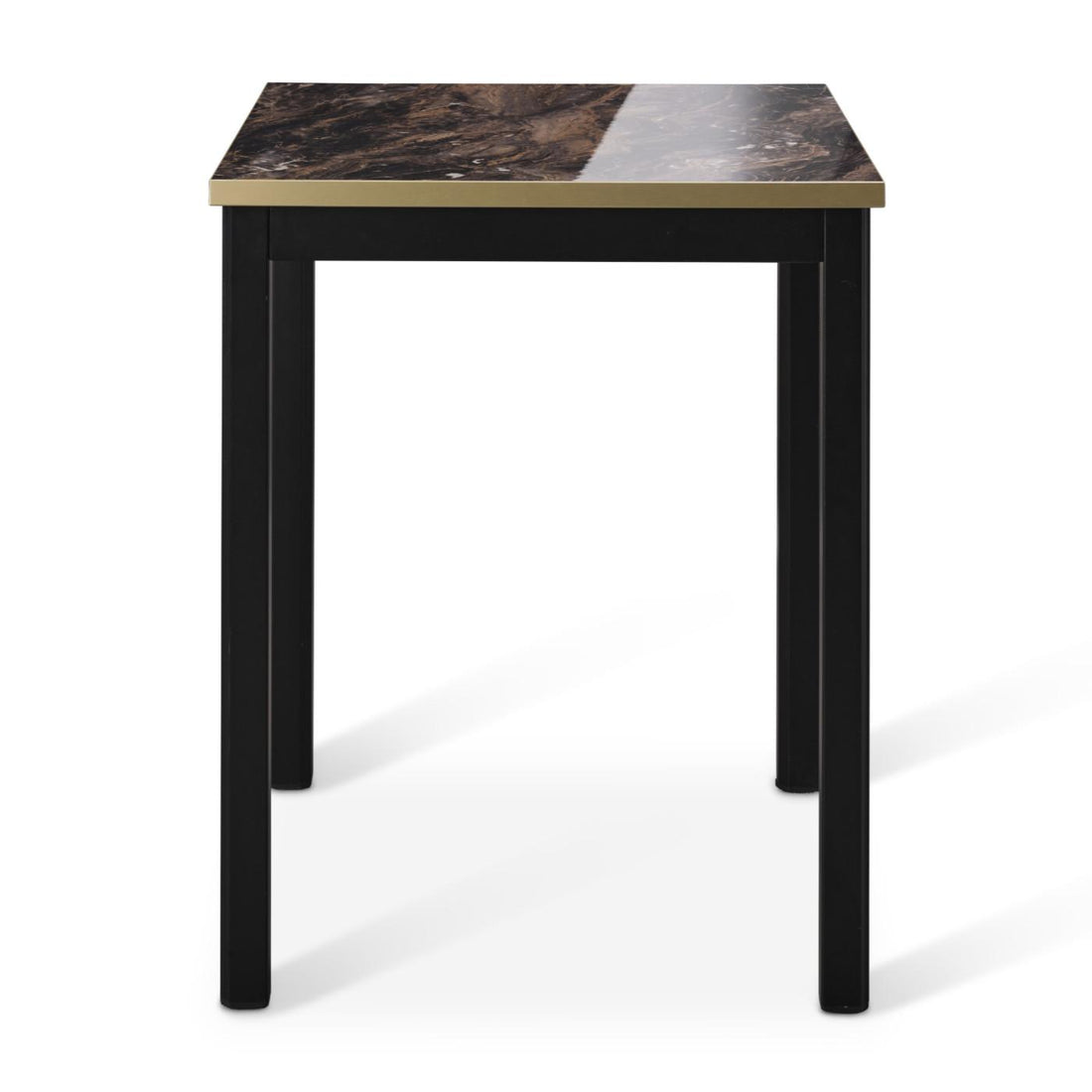 High Gloss Marble Table - Caroline Frame 700 x 700mm - Marbled Cappuccino / Dining Height