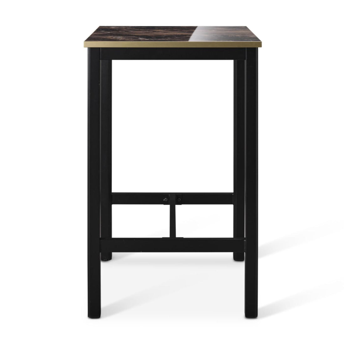High Gloss Marble Table - Caroline Frame 700 x 700mm - Marbled Cappuccino / Poseur Height
