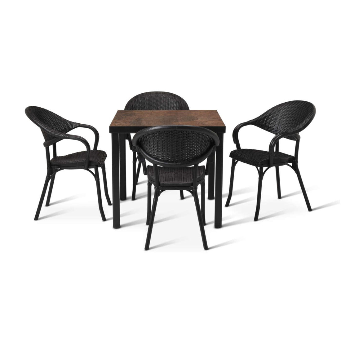 Kelly Ceramic Table Set - Rust / 4 x Paris Armchairs