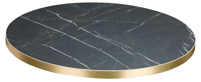 Round , Black Pietra Grigia/ Gold ABS, Flat Black Round (Dining Height)