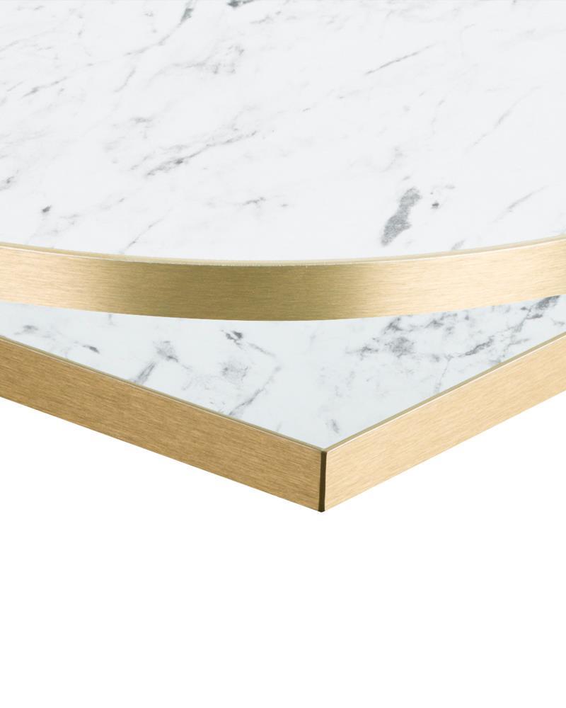 1200mm x 700mm , White Carrara Marble/ Gold ABS, Flat Black Rectangular (Dining Height)