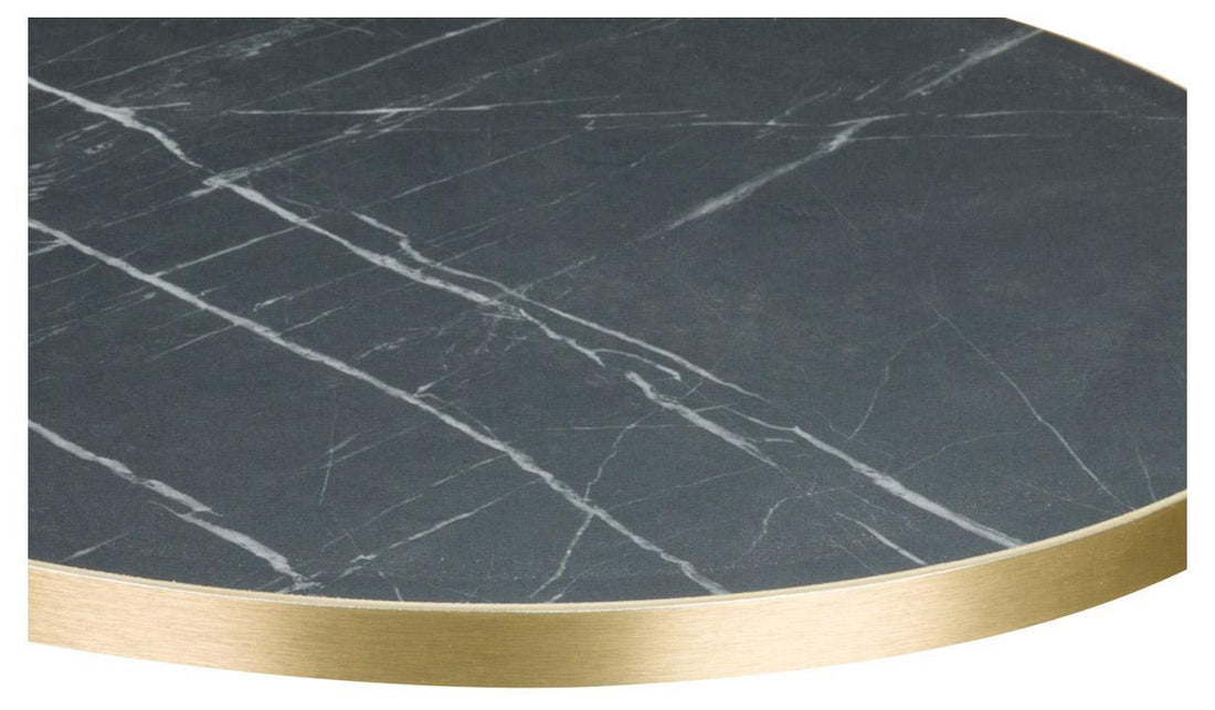 Laminate Table Top with ABS Edge - Black Pietra Grigia / Gold ABS / 800 x 800mm
