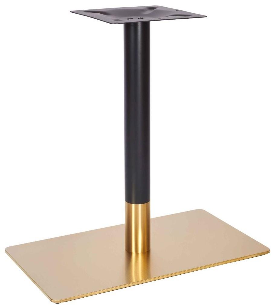 Lucia Single Pedestal Table Base - Vintage Brass / Black / Dining Height