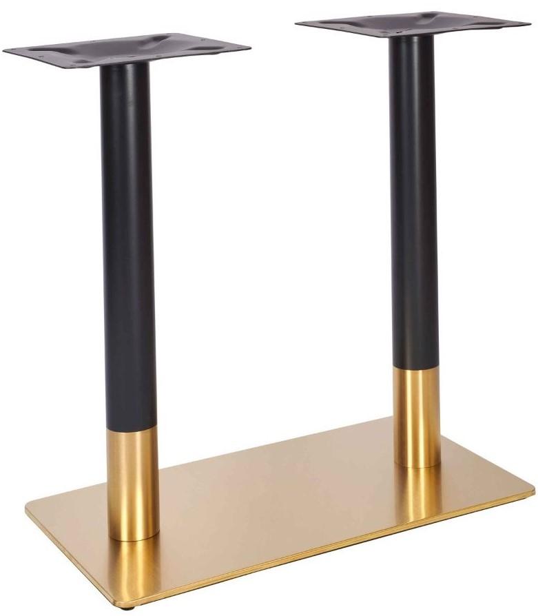 Lucia Twin Pedestal Table Base - Vintage Brass / Dining Height