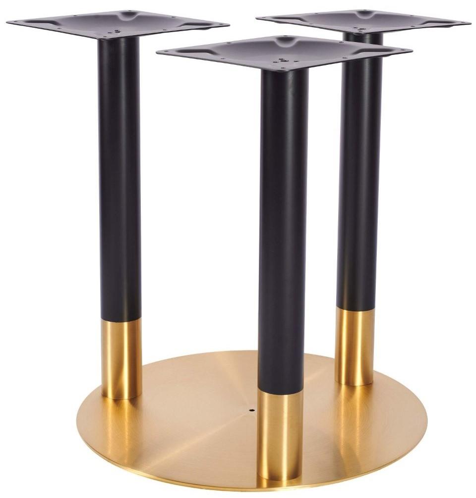 Lucia XL Round 3 Column Table Base - Vintage Brass / Black