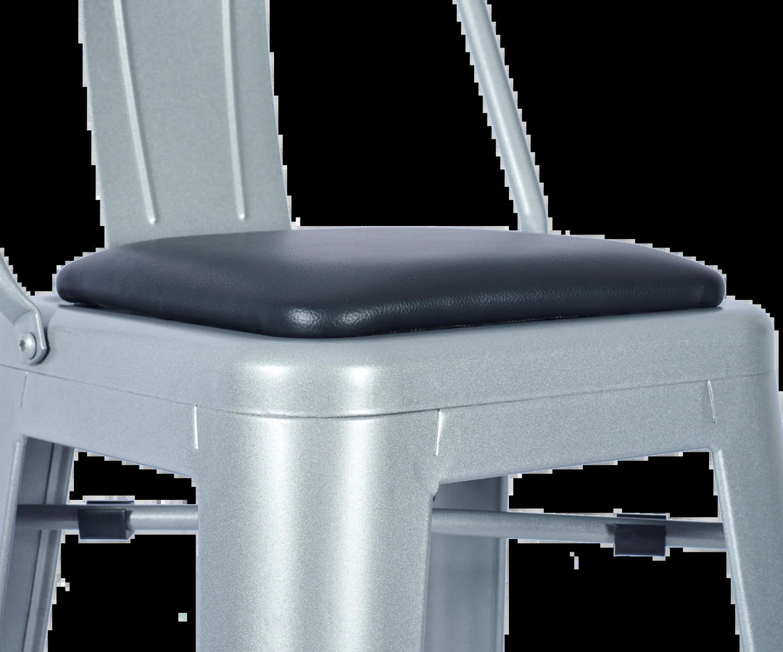 Paris High Stool With Back Grey - Paris High Stool With Back (Grey RAL 7001) - view 2