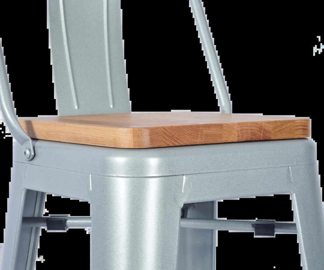 Paris High Stool With Back Grey - Paris High Stool With Back (Grey RAL 7001) - view 5