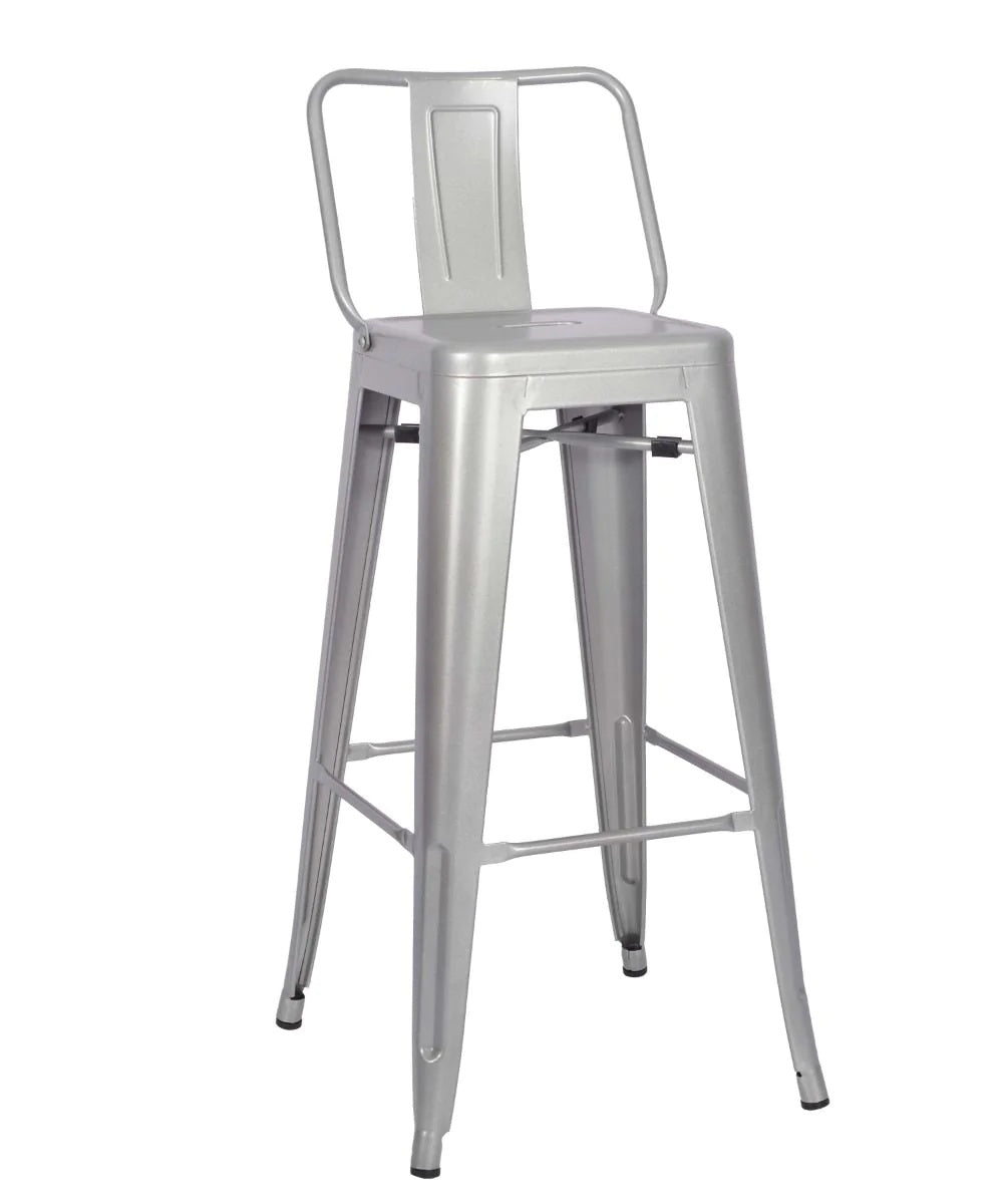 Paris High Stool With Back Grey - Paris High Stool With Back (Grey RAL 7001) - view 6
