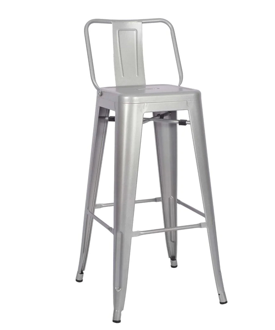 Paris High Stool With Back Grey - Paris High Stool With Back (Grey RAL 7001) - view 6