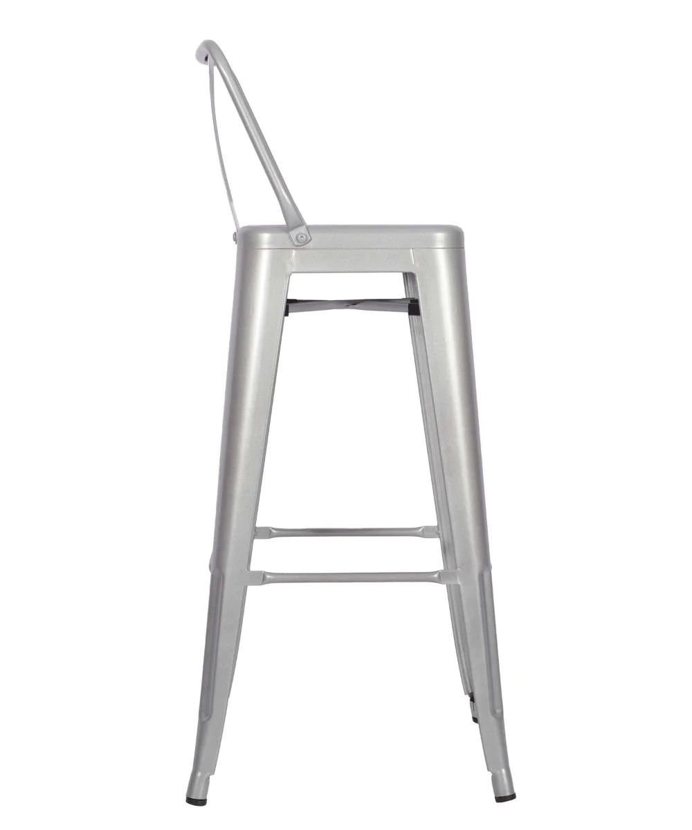 Paris High Stool With Back Grey - Paris High Stool With Back (Grey RAL 7001) - view 8