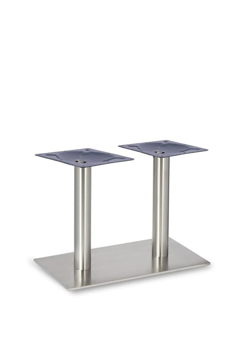 Profile Rectangle Twin Pedestal Rt Ss Table Base - Profile - Twin Pedestal Lounge SS (Round Tube) - view 1