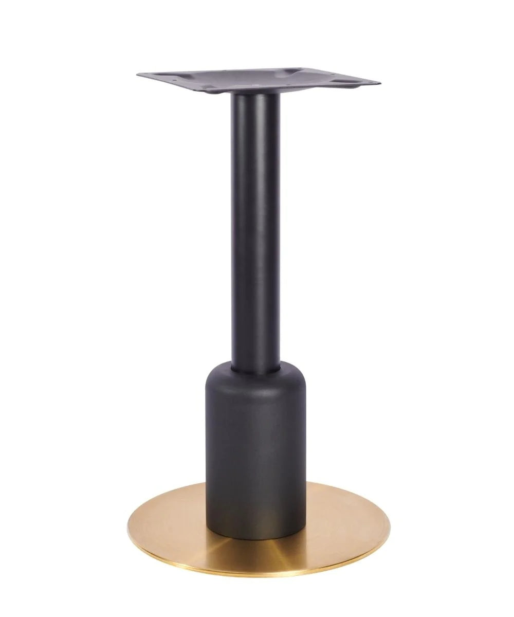 Titan Small All Brass Table Base *3 Sleeve Height Options Available - Titan Small Base (Brass) Dining (Blk) 250mm Sleeve (Blk) - view 1