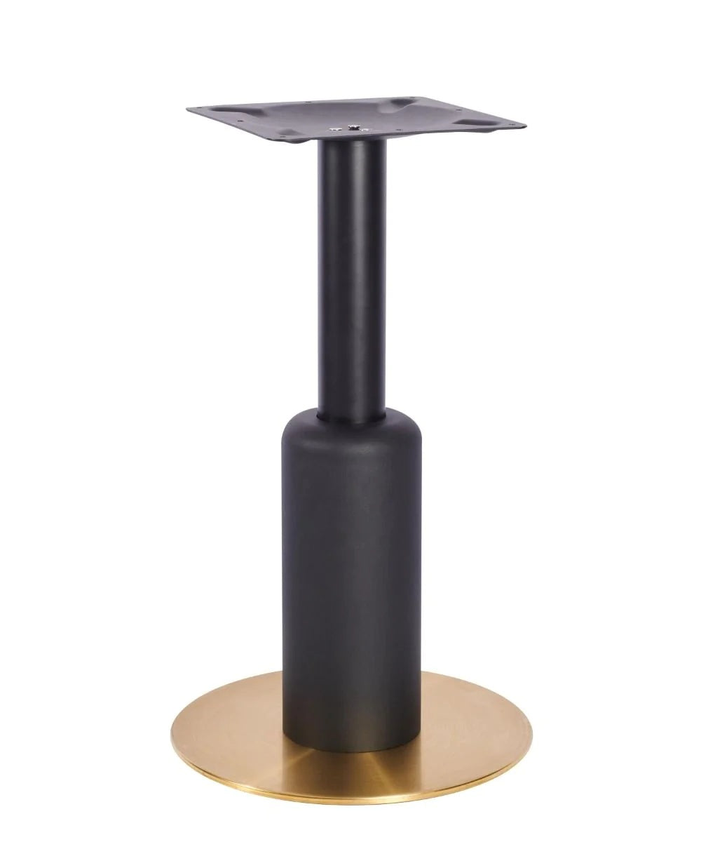 Titan Small All Brass Table Base *3 Sleeve Height Options Available - Titan Small Base (Brass) Dining (Blk) 365mm Sleeve (Blk) - view 1
