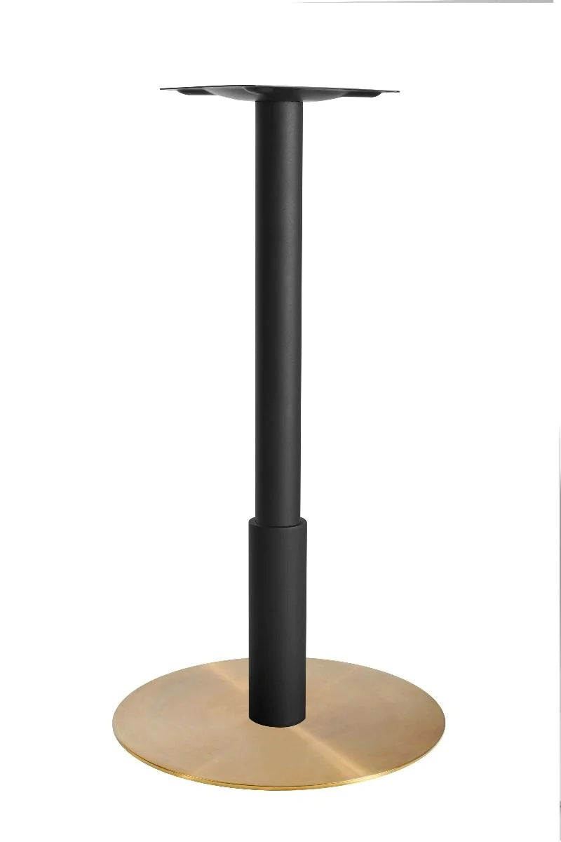 Atlas Large All Brass Table Base *2 Sleeve Height Options Available - Atlas Large Base (Brass) Poseur (Blk) 365mm Sleeve (Blk) - view 1