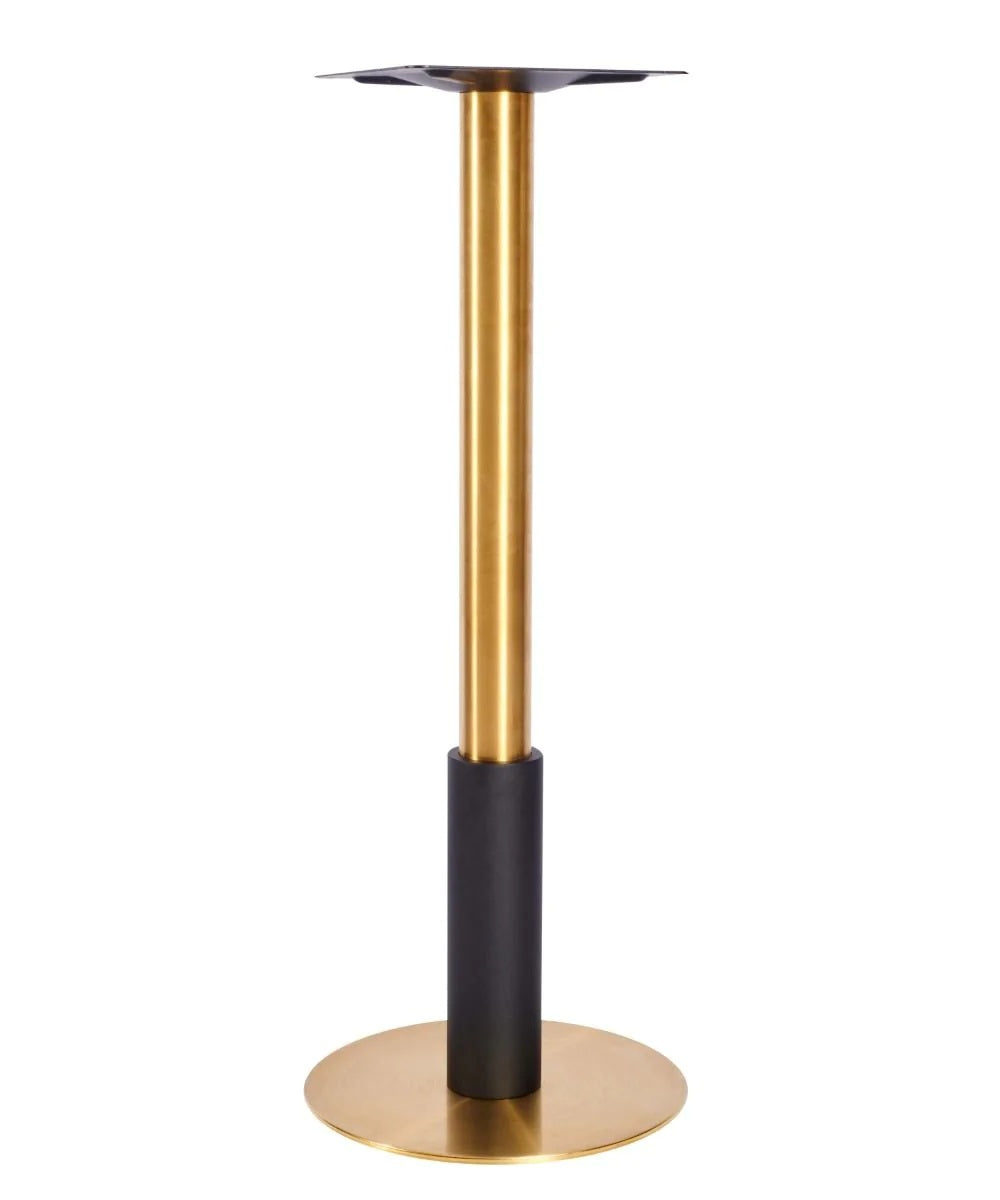 Atlas Small All Brass Table Base *2 Sleeve Height Options Available - Atlas Small Base (Brass) Poseur 365mm Sleeve Blk - view 1