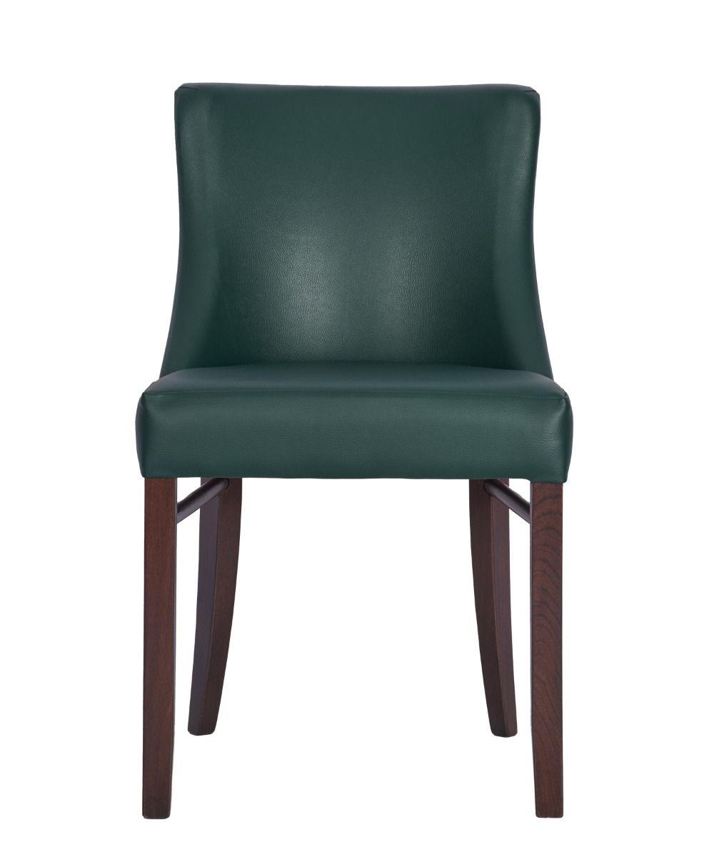 Sienna Side Chair - Moss Green Faux Leather With Walnut Frame