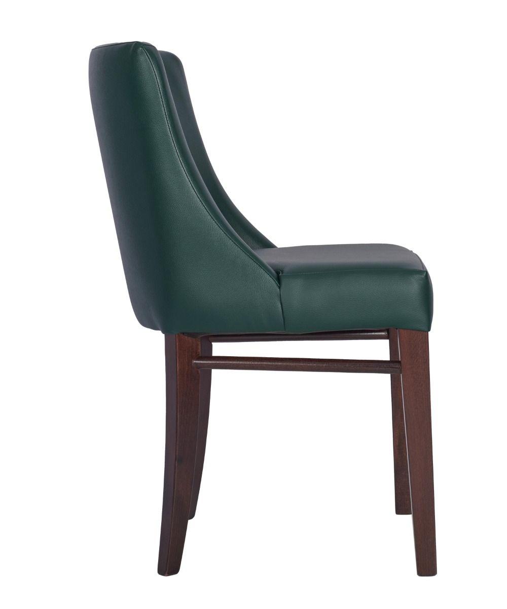 Sienna Side Chair - Moss Green Faux Leather With Walnut Frame