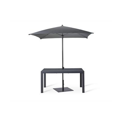 Candice 6 Seater Table with a 2000mm Parasol in Beige with Black Metal Base