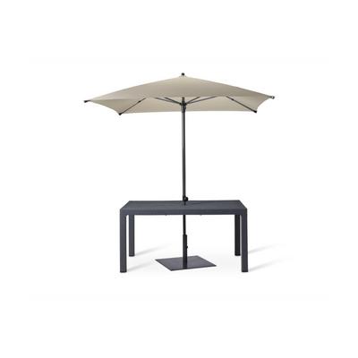 Candice 6 Seater Table with a 2000mm Parasol in Beige with Black Metal Base