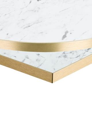 Square, White Carrara Marble/ Gold ABS, Flat Black Small Square (Dining Height)