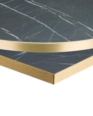 1200mm x 700mm , Black Pietra Grigia/ Gold ABS, Pyramid Rectangular (Dining Height)