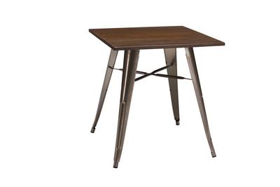 Poppy Table (700mm x 700mm) Gunmetal Grey/ Walnut