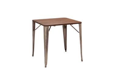 Poppy Table (700mm x 700mm) Gunmetal Grey/ Walnut