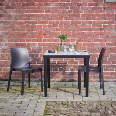 Kelly Ceramic Table in Concrete with 2 Emma Anthracite Side Chairs