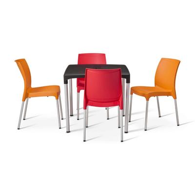Alina Table with 2 Orange and 2 Red Alina chairs