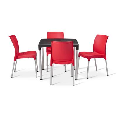 Alina Table with 4 Red Alina chairs