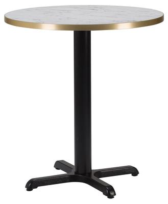Round , White Carrara Marble/ Gold ABS, Cross Small (Dining Height)