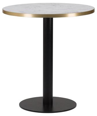 Round , White Carrara Marble/ Gold ABS, Flat Black Small Round (Dining Height)
