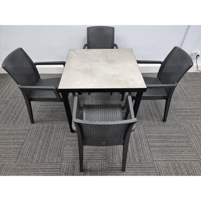 Kelly Ceramic Table in Concrete with 4 Candice Armchairs