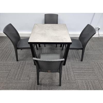 Kelly Ceramic Table in Concrete with 4 Candice Side Chairs