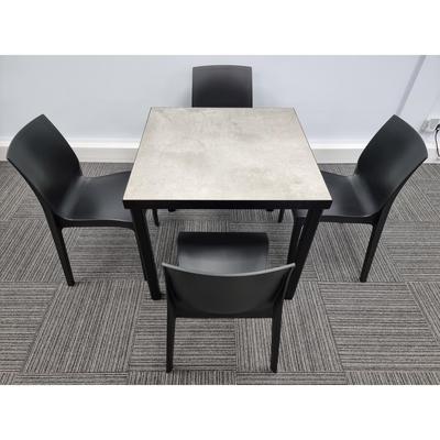 Kelly Ceramic Table in Concrete with 4 Emma Anthracite Side Chairs