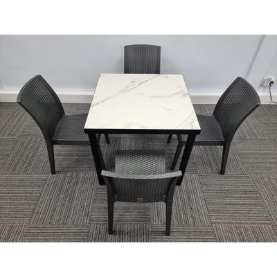 Kelly Ceramic Table in Marble with 4 Candice Side Chairs