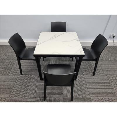 Kelly Ceramic Table in Marble with 4 Emma Anthracite Side Chairs