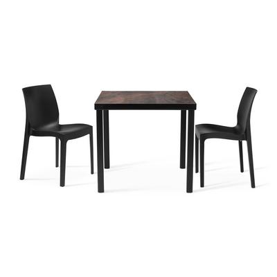 Kelly Ceramic Table in Rust with 2 Emma Anthracite Side Chairs