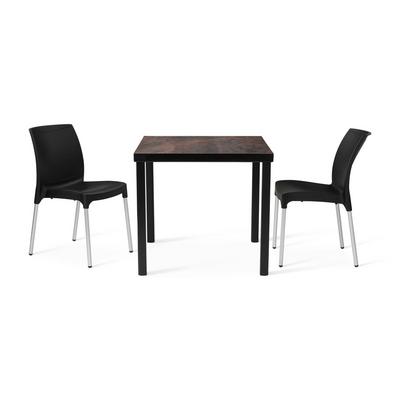 Kelly Ceramic Table in Rust with 2 Alina Black Side Chairs