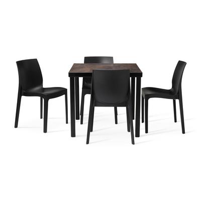 Kelly Ceramic Table in Rust with 4 Emma Anthracite Side Chairs