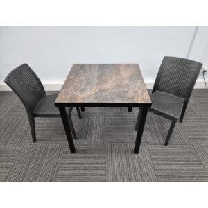 Kelly Ceramic Table in Rust with 2 Candice Dining Chairs