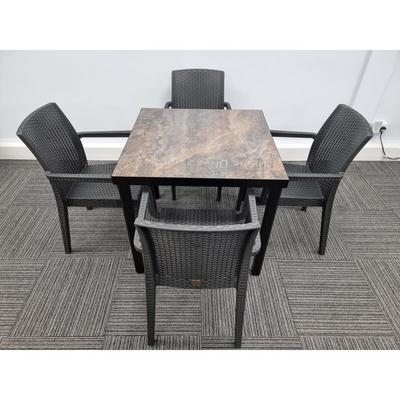 Kelly Ceramic Table in Rust with 4 Candice Arm Chairs