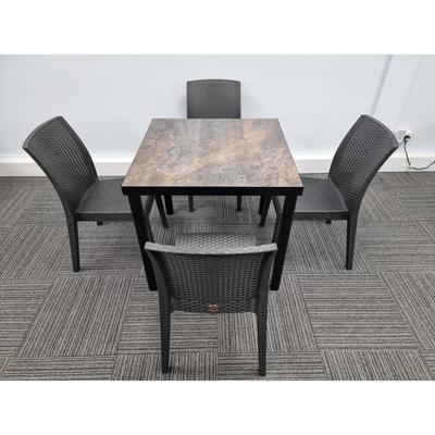 Kelly Ceramic Table in Rust with 4 Candice Side Chairs